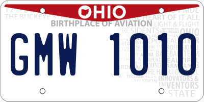 OH license plate GMW1010