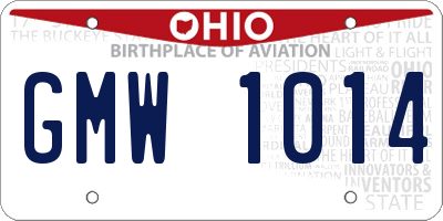 OH license plate GMW1014