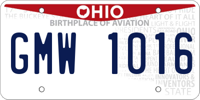 OH license plate GMW1016