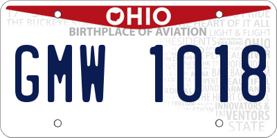 OH license plate GMW1018