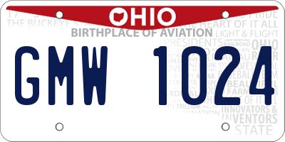 OH license plate GMW1024