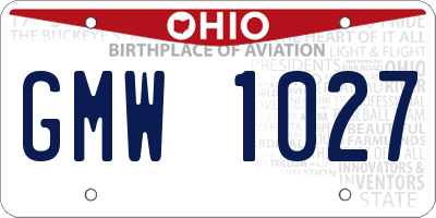 OH license plate GMW1027
