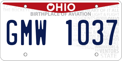 OH license plate GMW1037