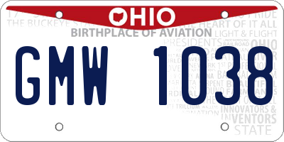 OH license plate GMW1038