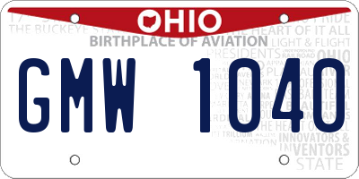 OH license plate GMW1040