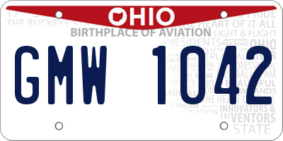 OH license plate GMW1042