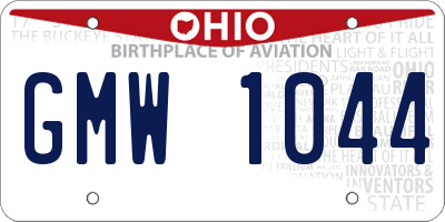 OH license plate GMW1044
