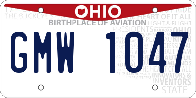 OH license plate GMW1047