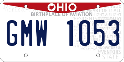 OH license plate GMW1053