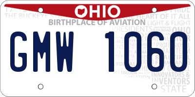 OH license plate GMW1060
