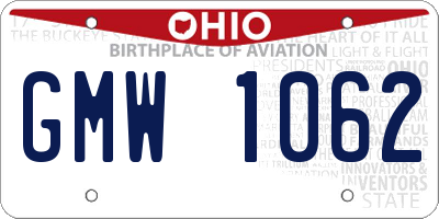 OH license plate GMW1062