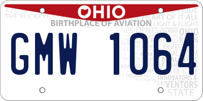 OH license plate GMW1064