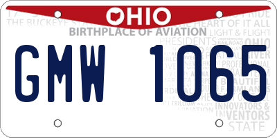 OH license plate GMW1065