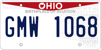 OH license plate GMW1068