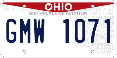 OH license plate GMW1071