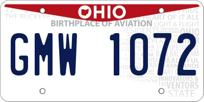 OH license plate GMW1072