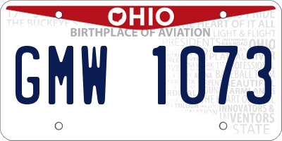OH license plate GMW1073