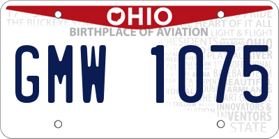 OH license plate GMW1075