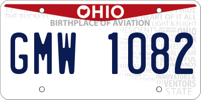 OH license plate GMW1082