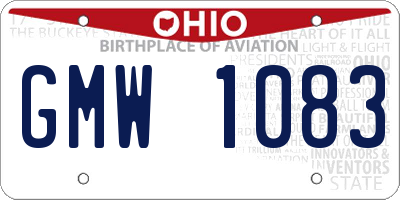 OH license plate GMW1083