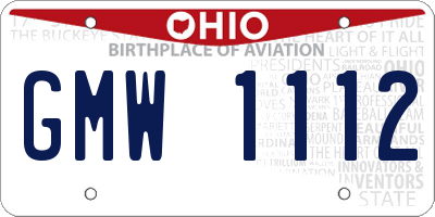OH license plate GMW1112