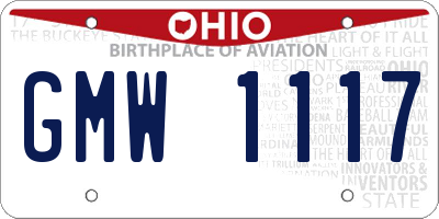 OH license plate GMW1117
