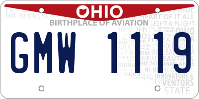 OH license plate GMW1119