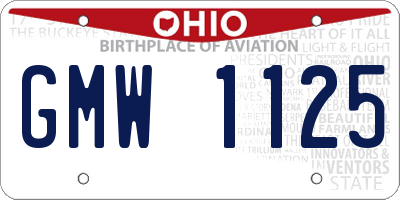OH license plate GMW1125