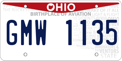 OH license plate GMW1135