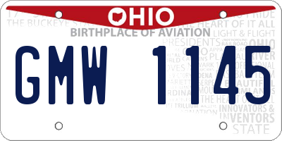 OH license plate GMW1145