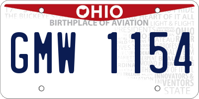 OH license plate GMW1154