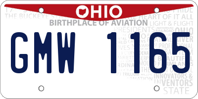 OH license plate GMW1165