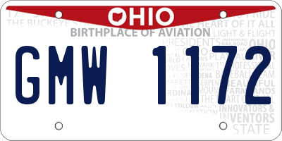 OH license plate GMW1172