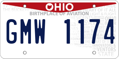 OH license plate GMW1174