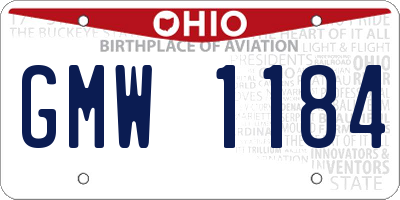 OH license plate GMW1184