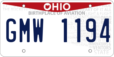 OH license plate GMW1194