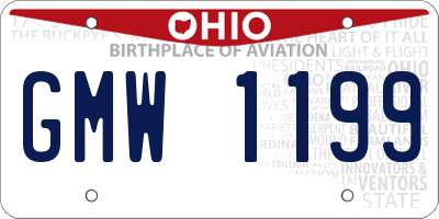 OH license plate GMW1199