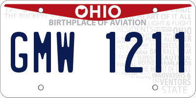OH license plate GMW1211