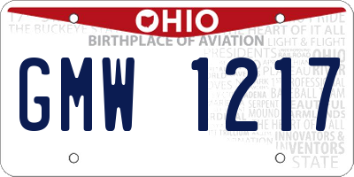 OH license plate GMW1217