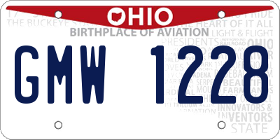 OH license plate GMW1228
