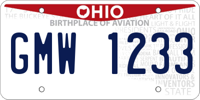 OH license plate GMW1233
