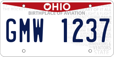 OH license plate GMW1237