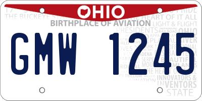 OH license plate GMW1245