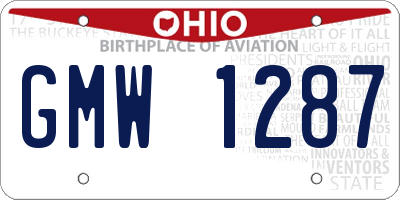 OH license plate GMW1287