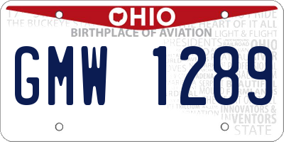 OH license plate GMW1289