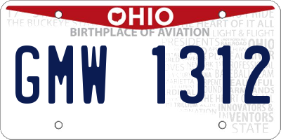 OH license plate GMW1312