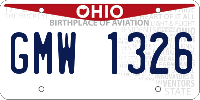 OH license plate GMW1326
