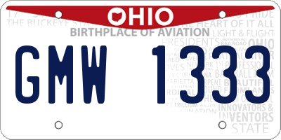 OH license plate GMW1333