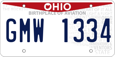 OH license plate GMW1334