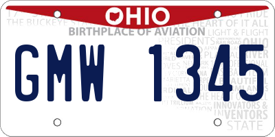 OH license plate GMW1345